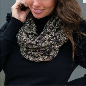 C.C Soft Knit Infinity Scarf Gray Black Cozy Winter Loop Scarf